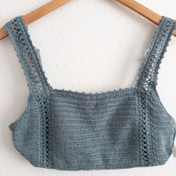 Hula Honey Blue Crochet Bikini Top Only Size XL - Picture 2 of 5